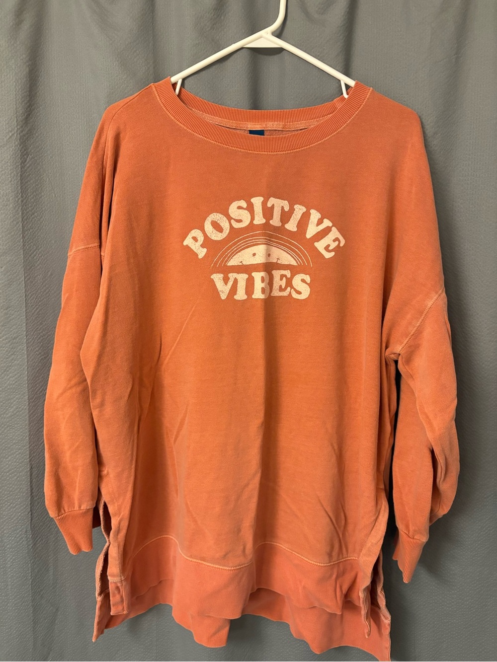Old Navy Oversized Orange Crewneck Tunic Length Sweatshirt